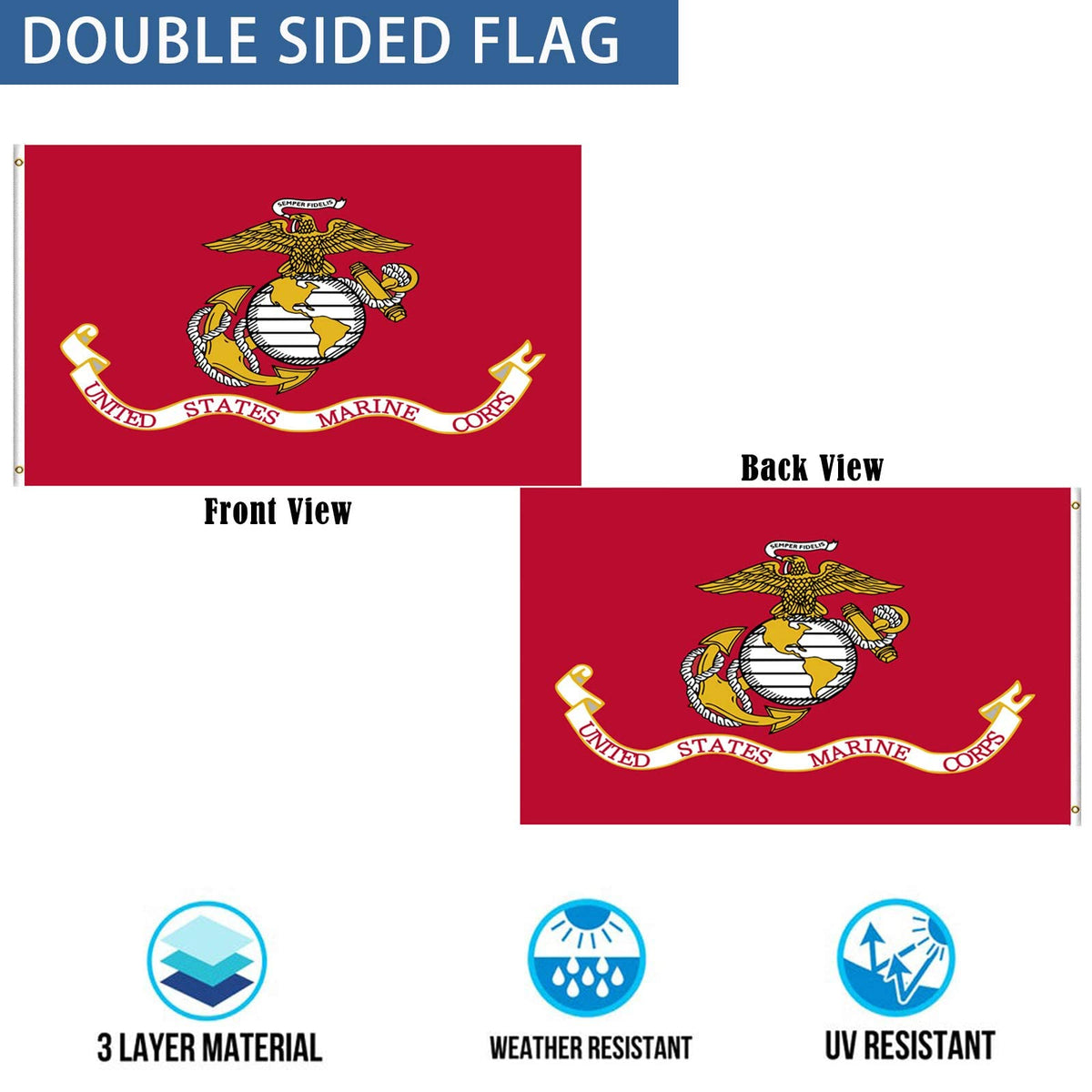 Mosprovie flag close-up showing heavy-duty polyester and reinforced stitching for outdoor resilience.