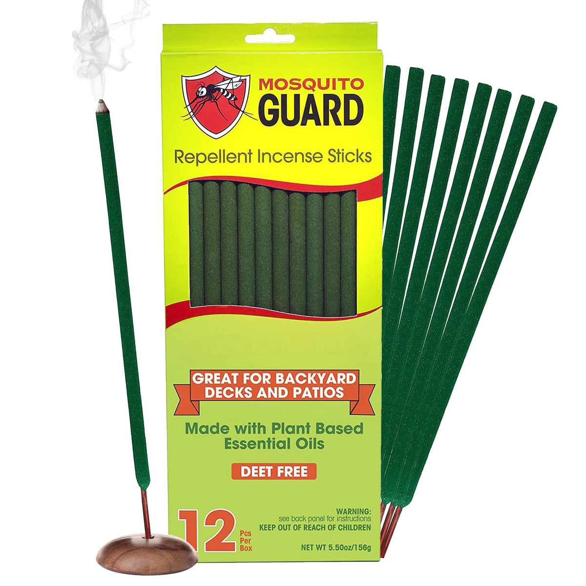 Mosquito Guard 12 sticks pack for outdoor use with citronella scent and multi-hour protection.