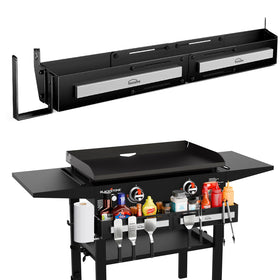Mossime Front Griddle Caddy on Blackstone for easy reach during cooking