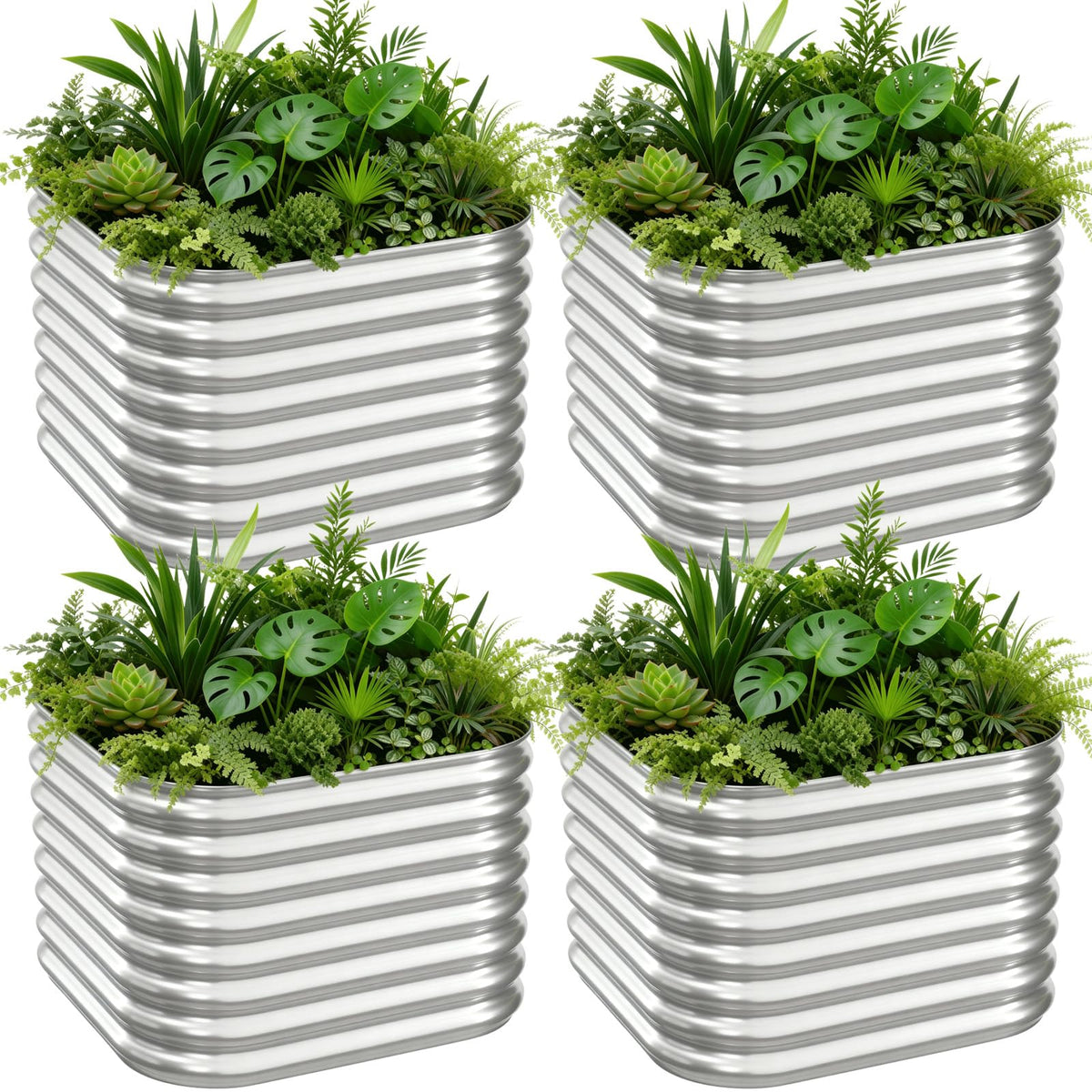 Mostmahes galvanized raised bed placed along a flower border for decor.