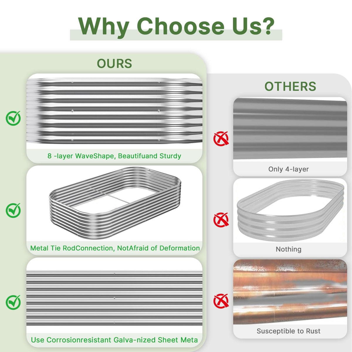 Mostmahes galvanized raised bed features decorative wavy frame design.