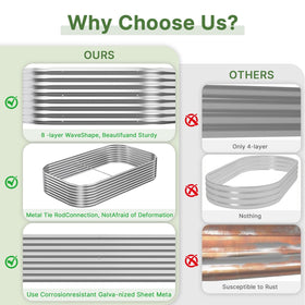 Mostmahes galvanized raised bed features decorative wavy frame design.