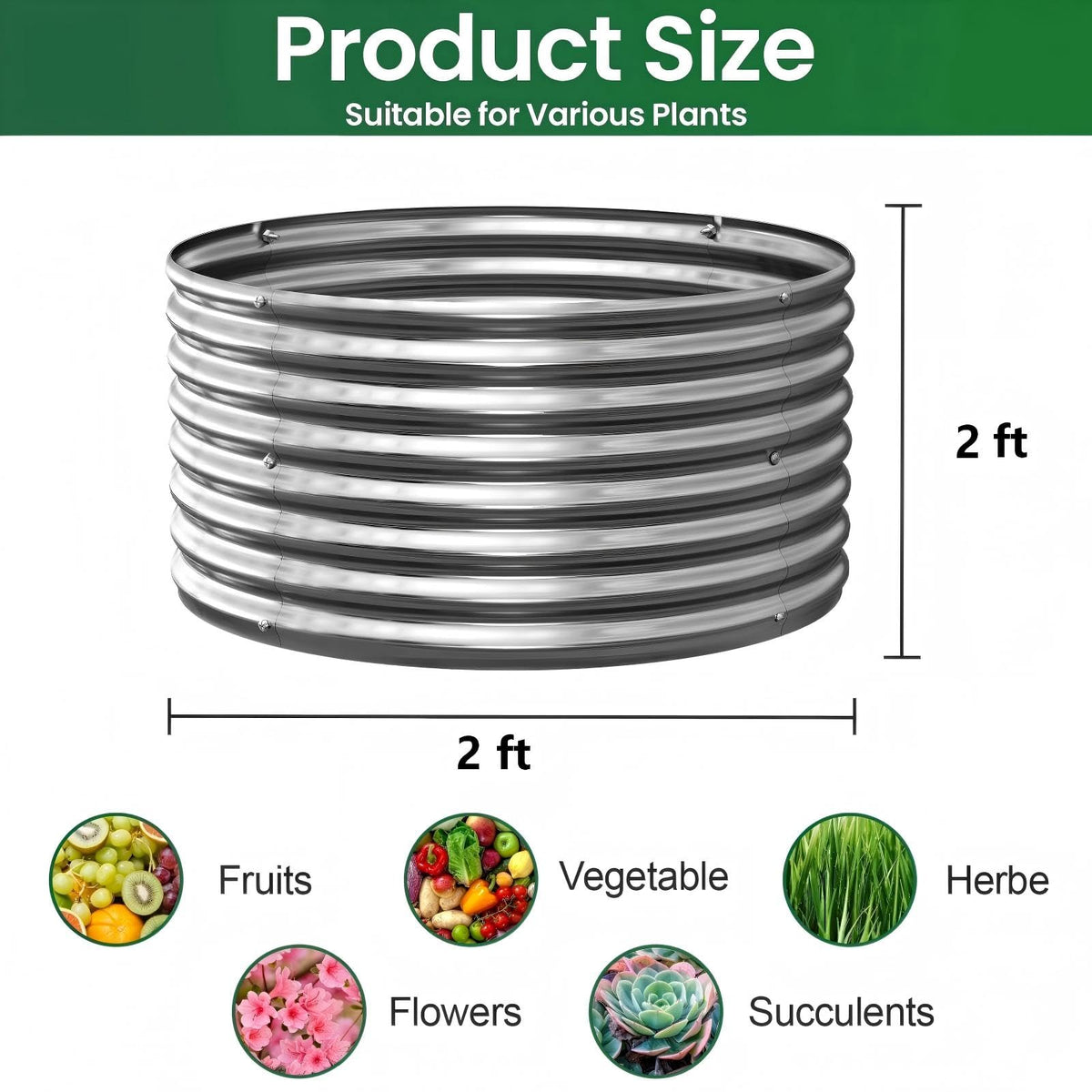 Mostmahes galvanized round garden bed exterior demonstrates weather-resistant construction.