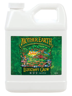 Mother Earth LiquiCraft Grow bottle pour for even vegetative fertilization.