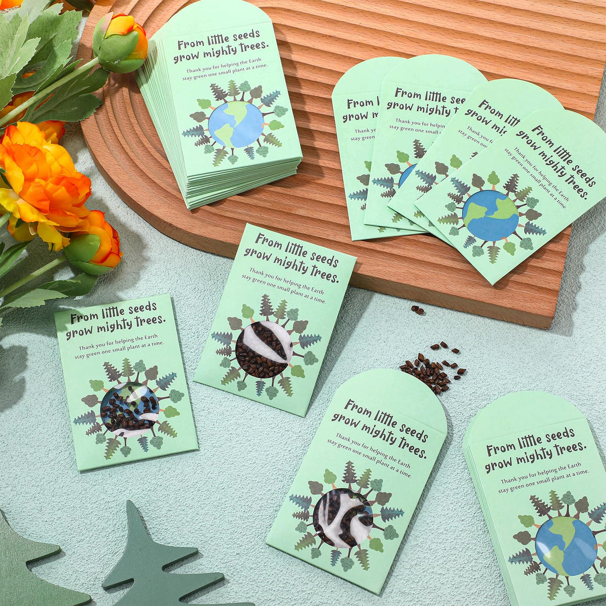 Motimind compact seed envelopes sized 2.76 by 3.94 inches for easy transport.