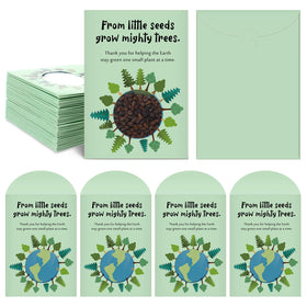 Motimind Earth Day seed envelopes with window for easy viewing of contents.