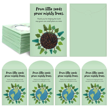 Motimind Earth Day seed envelopes with window for easy viewing of contents.