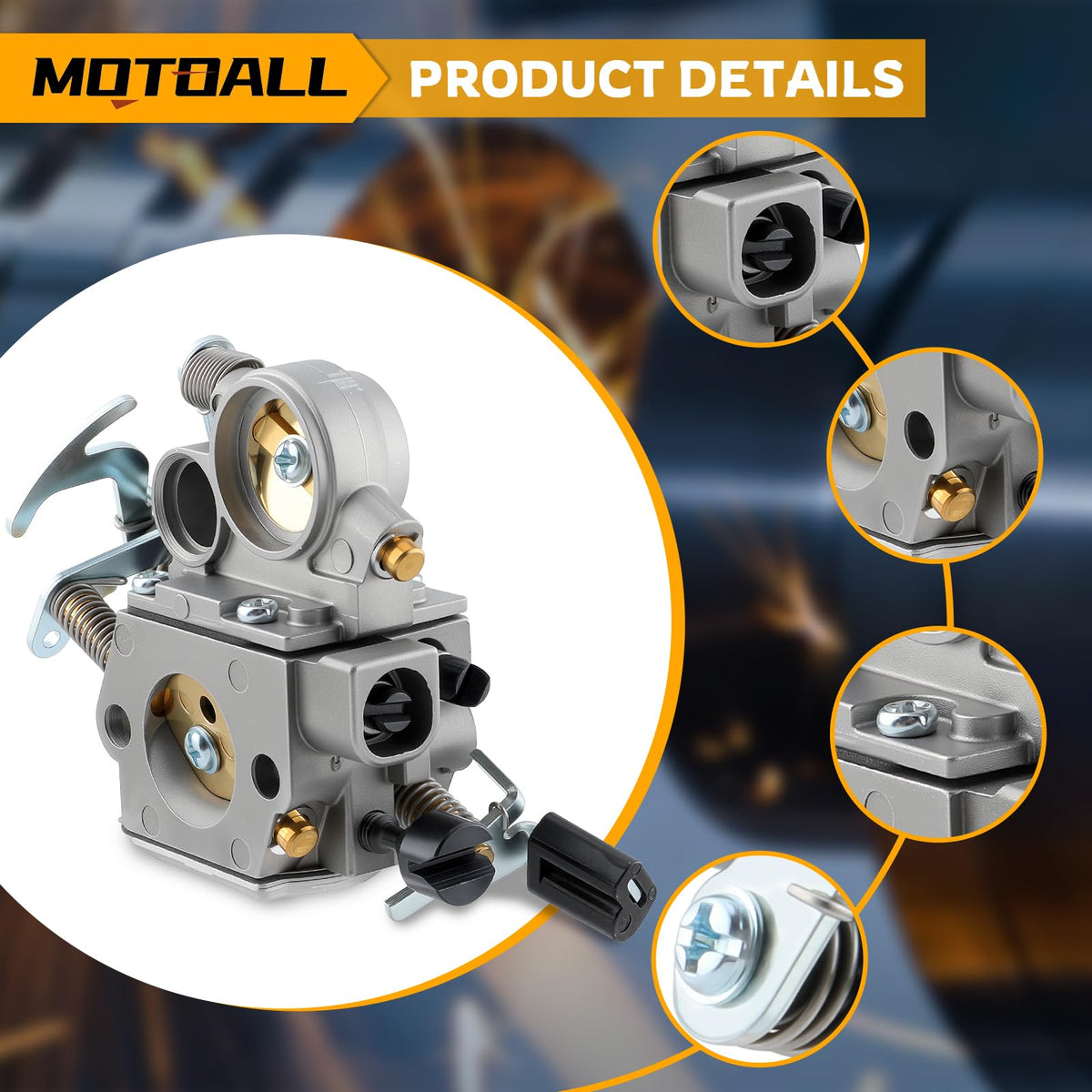 MOTOALL carburetor installation view with gasket alignment for a clean seal.