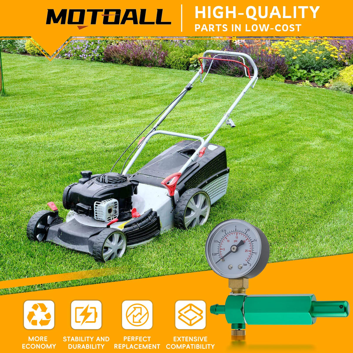 MOTOALL carburetor leak detector side view highlighting a rugged body for durable field testing.