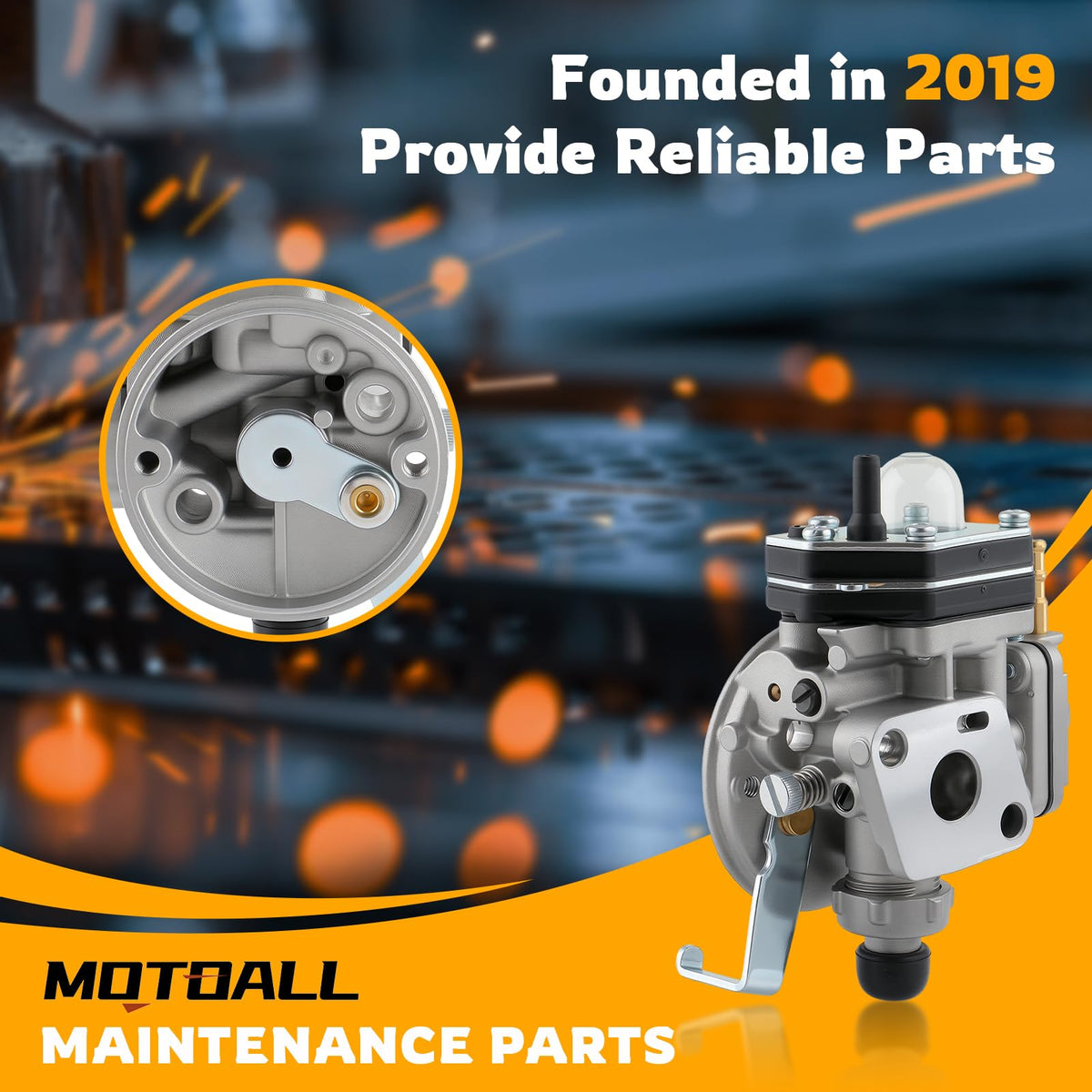 MOTOALL carburetor with fuel line included—ready-to-install kit.
