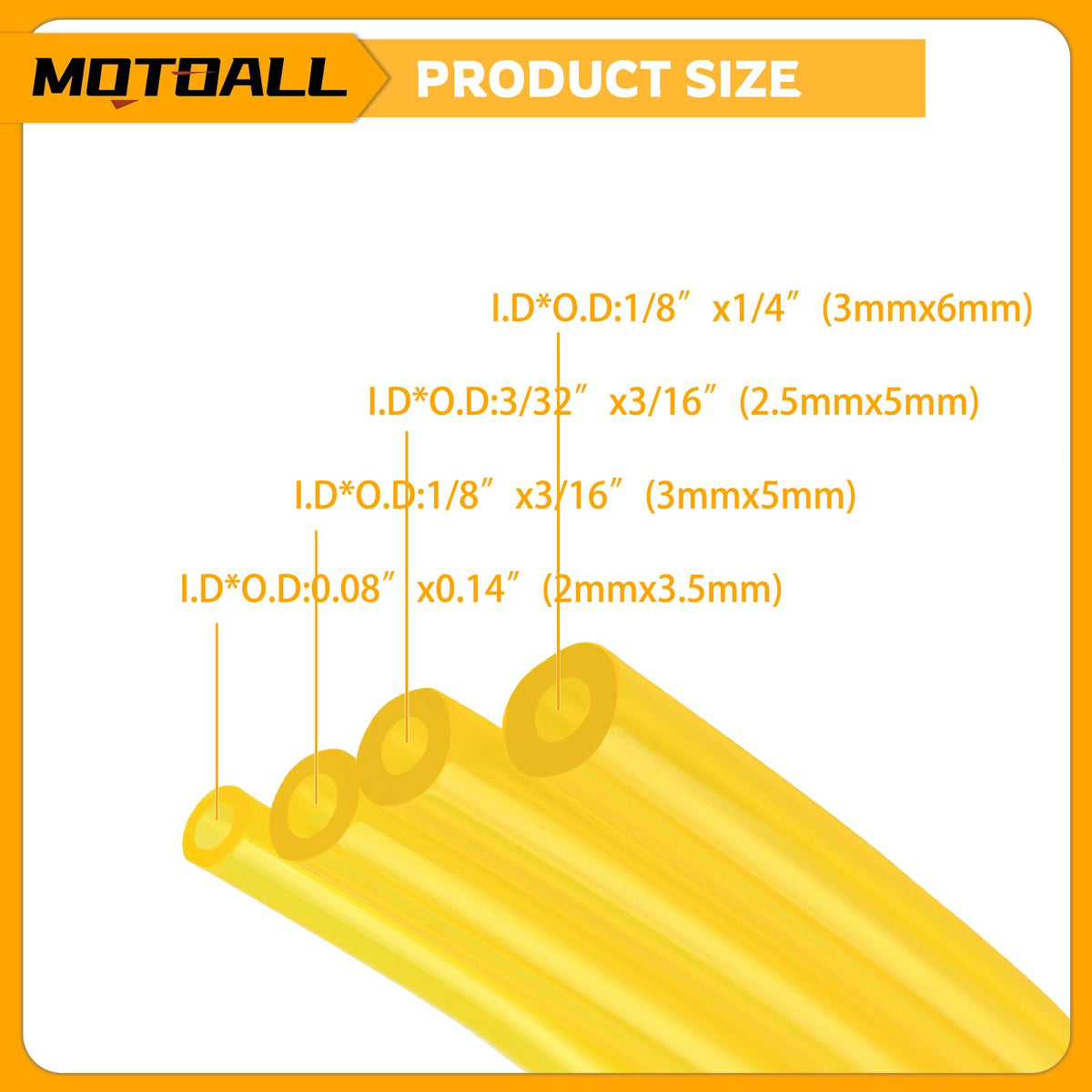 MOTOALL 1/8x1/4 inch hose supports reliable fuel delivery