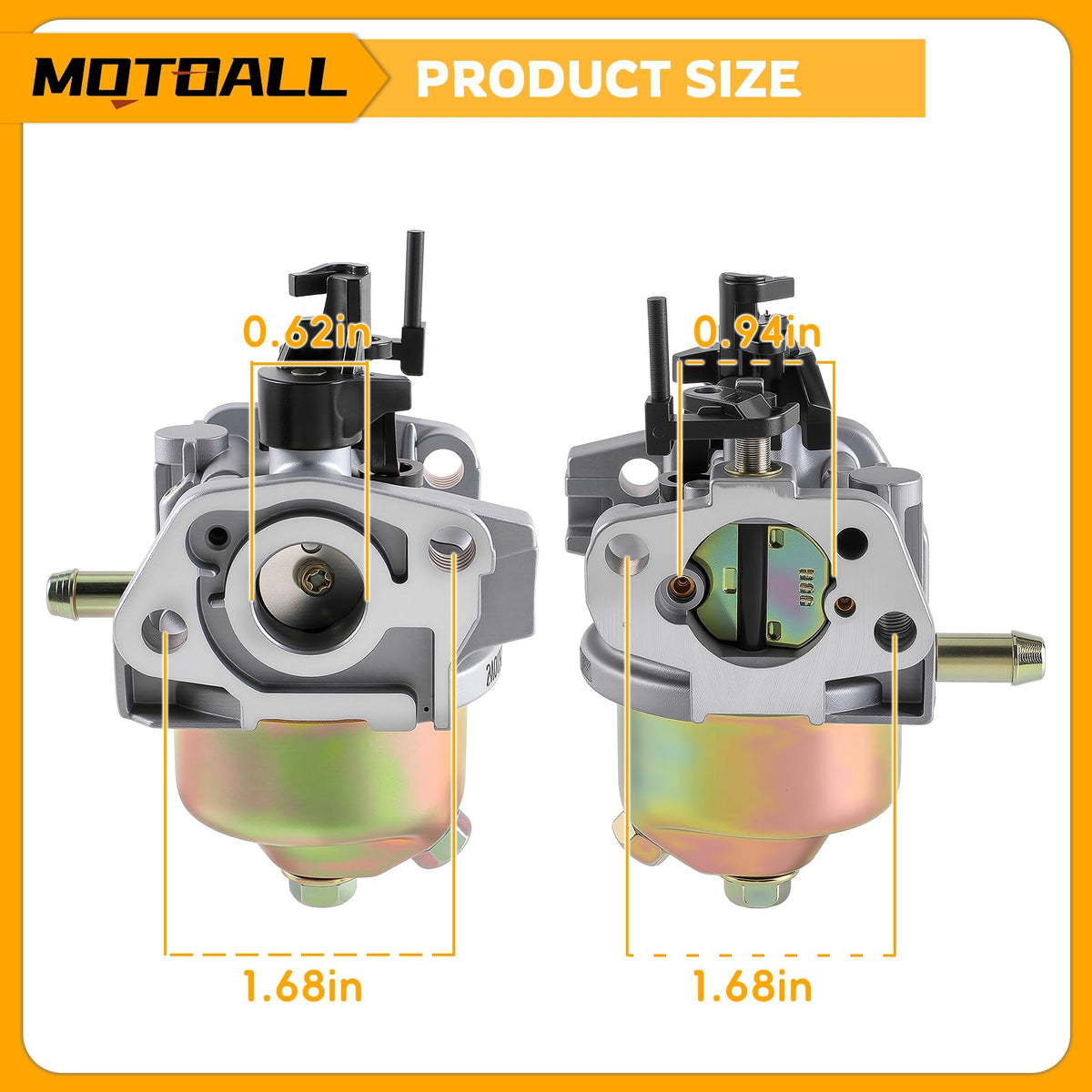 MOTOALL Huayi spark plug included for quick starting.