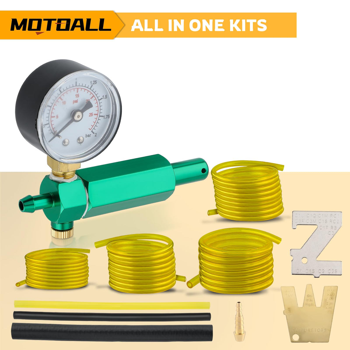 MOTOALL measurement range 0-100 kPa supports precise leak testing.