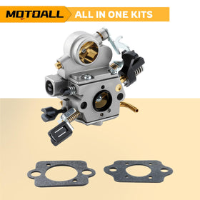 Ready-to-use MOTOALL carburetor set for quick chainsaw maintenance.