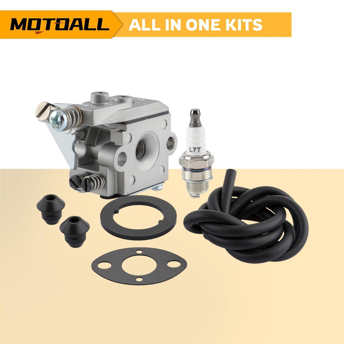 MOTOALL packaging with all included components for carburetor replacement