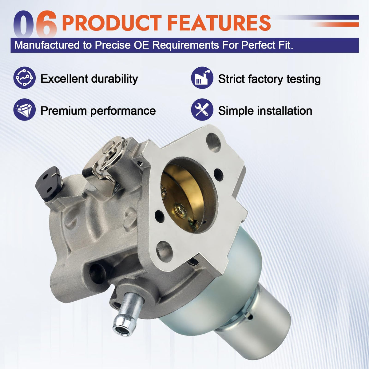 Motofoal Kohler CV490/CV493 engine carburetor supports varied HP ranges.