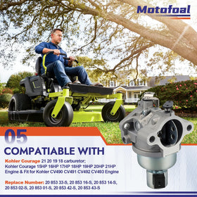 Motofoal carburetor compatible with Toro and MTD lawn tractors for dependable work.