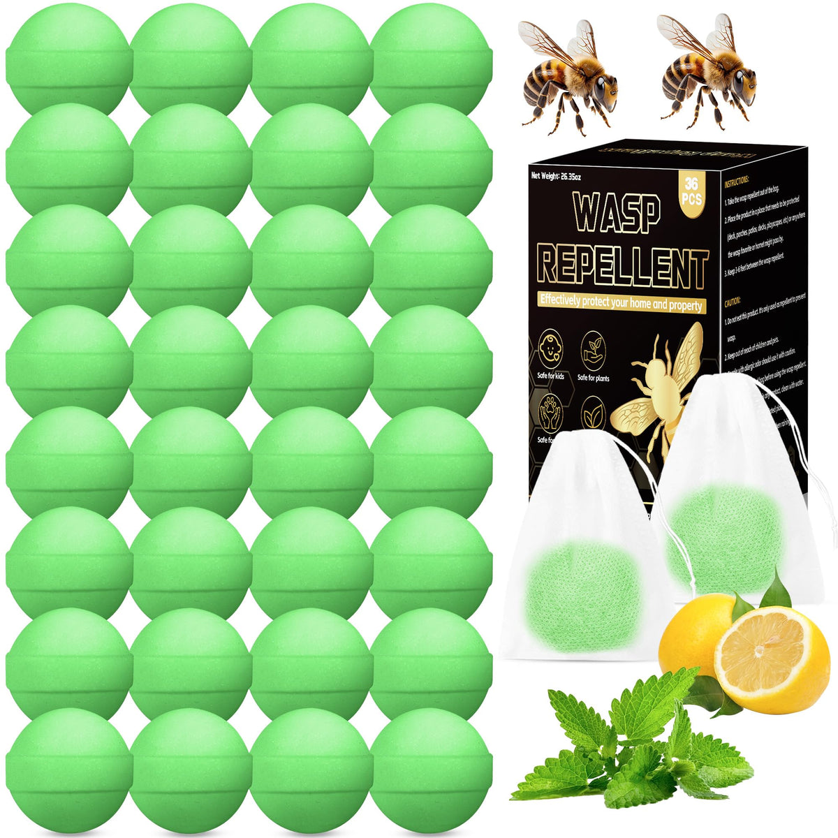 Motrapso peppermint oil wasp repellent for outdoor use in a 36-pack.
