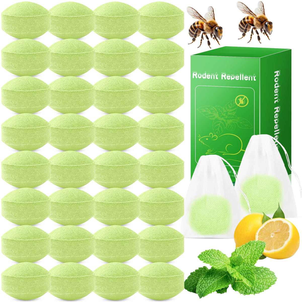 Motrapso 36-pack peppermint oil wasp repellent balls ready for outdoor protection.
