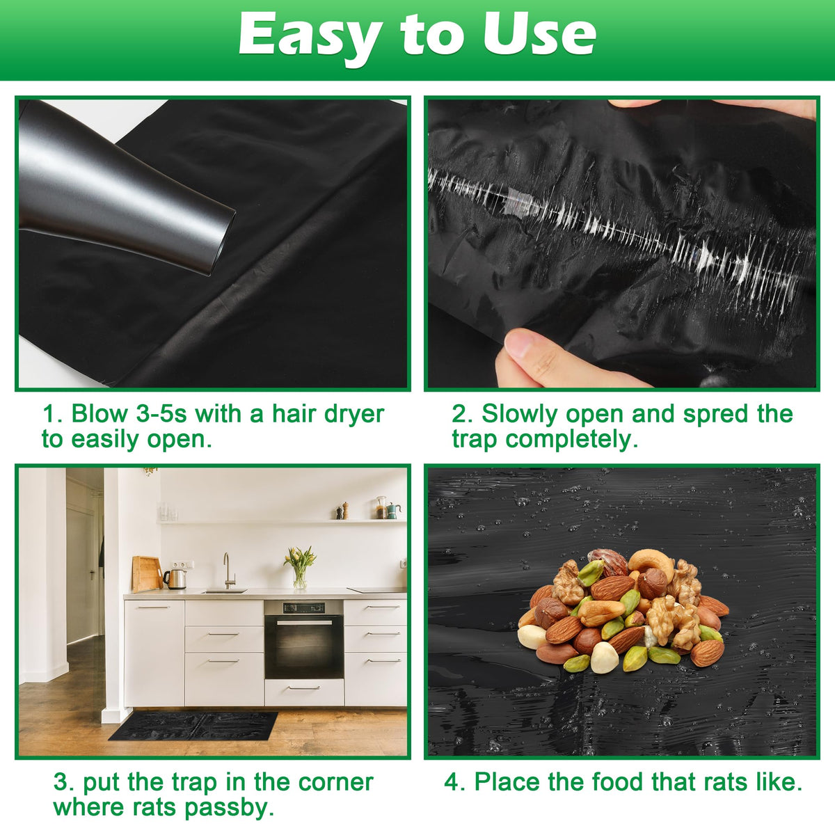 Motrapso sticky trap 26x11 indoor-outdoor use fits many spaces.