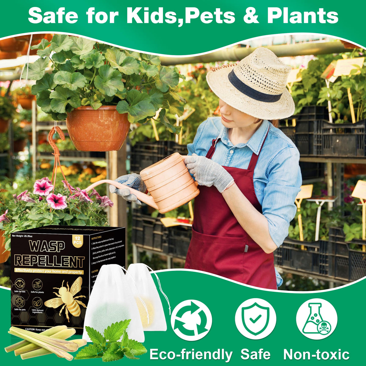 Motrapso garden use deters wasps while protecting plants and produce.