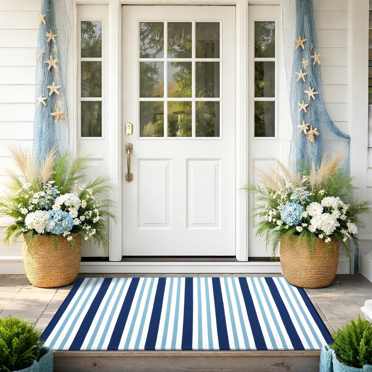 Moucuny machine-washable rug simplifies cleanup after outdoor visits.