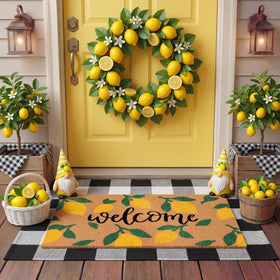Moucuny lemon welcome door mat with loop silk texture for a fresh summer entry.