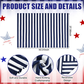 Moucuny blue-white striped rug complements farmhouse decor and outdoor wear