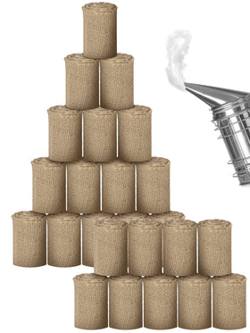 Moukeren bee smoker fuel packaging shown, easy-to-store natural jute rolls.