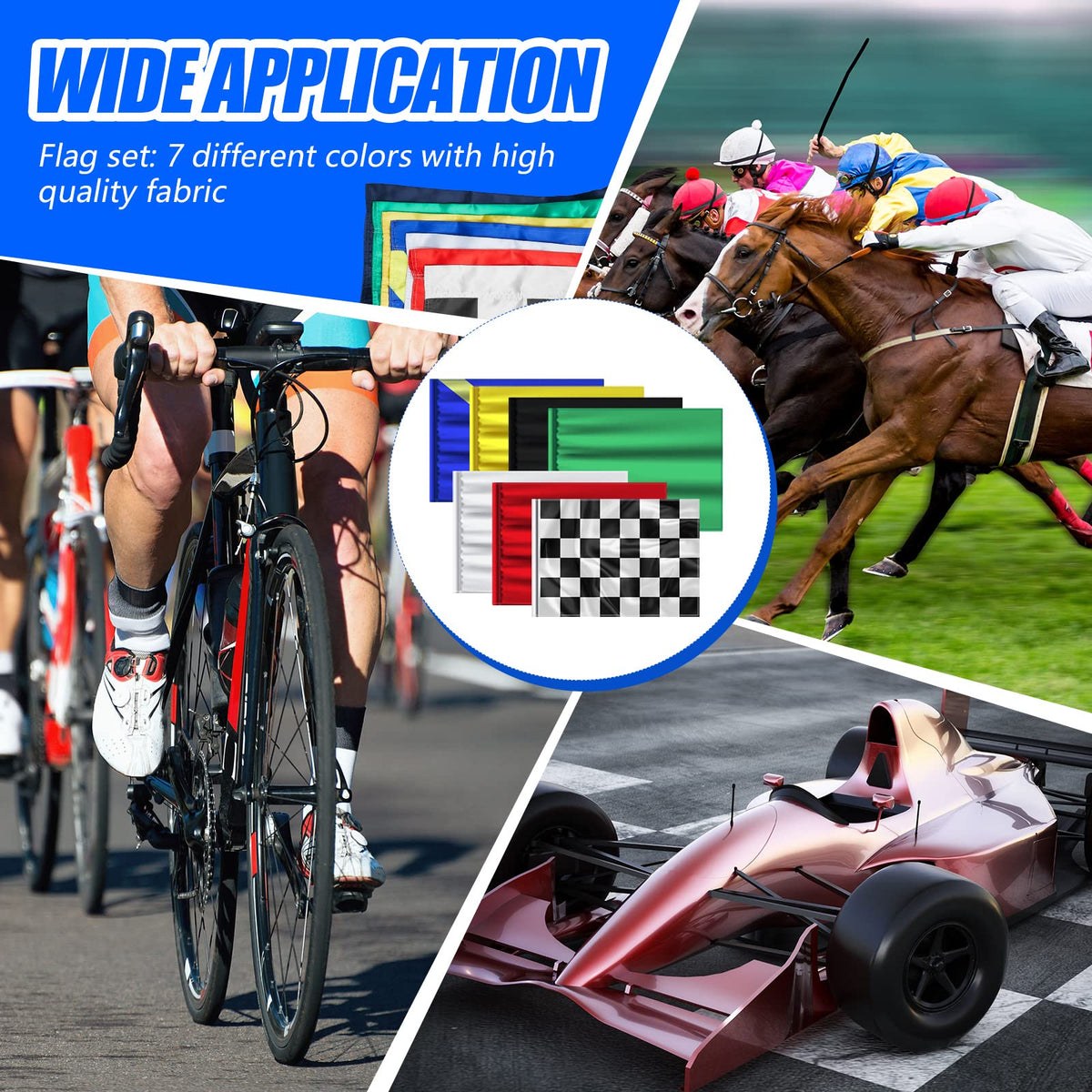 Moukeren blue-striped flag for fast car cues and signaling variants
