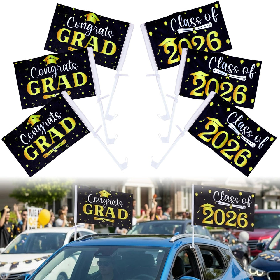 Moukeren class of 2026 graduation car flag double-sided design enhances parade visibility