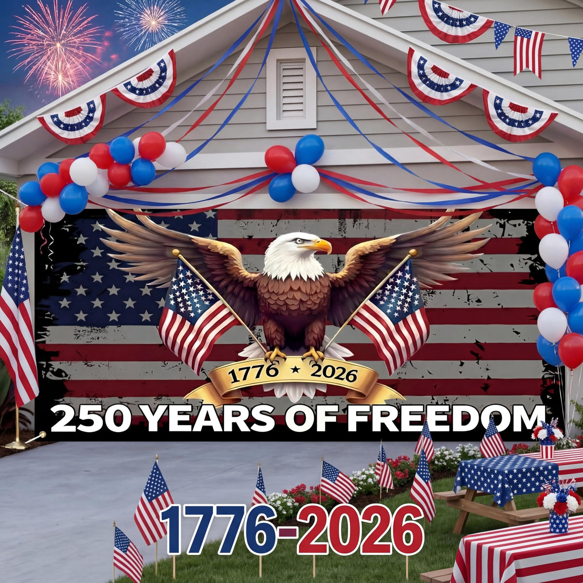 Moukeren patriotic backdrop doubles as festive wall or photo backdrop.
