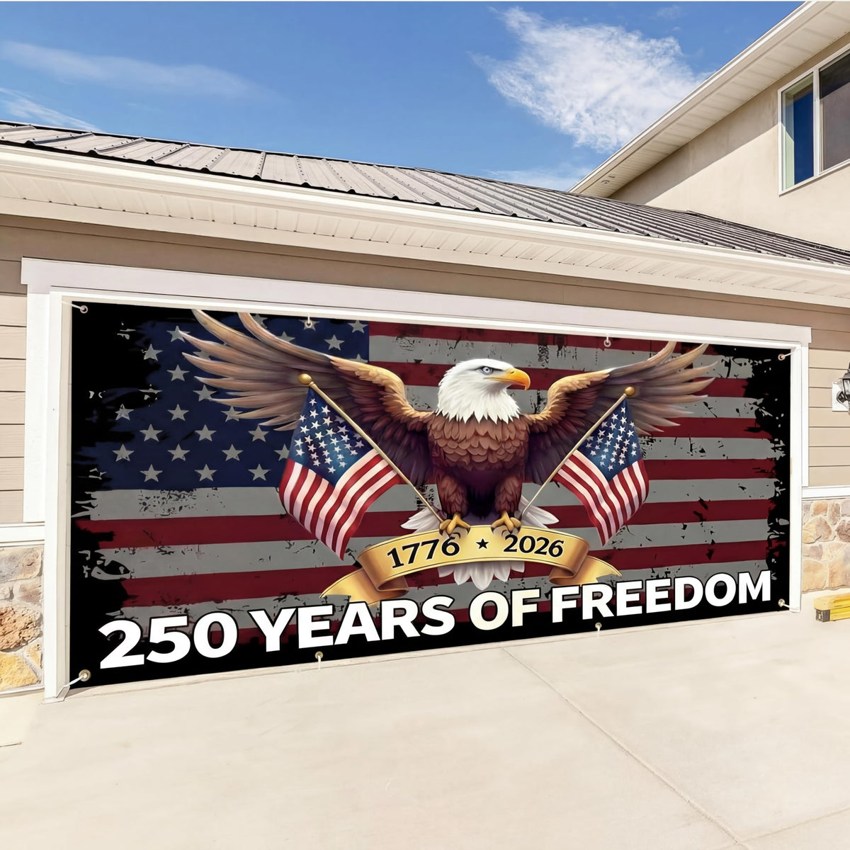 Moukeren fade-resistant polyester banner stays bright through celebrations and weather.