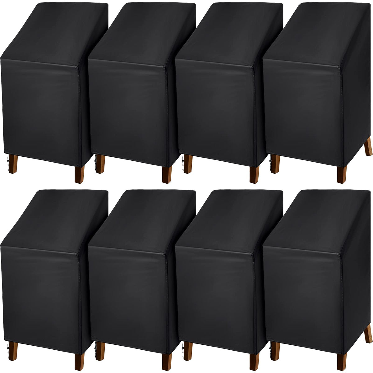 Moukeren outdoor chair cover set protects eight chairs from rain and dust