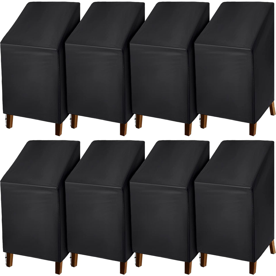 Moukeren outdoor chair cover set protects eight chairs from rain and dust