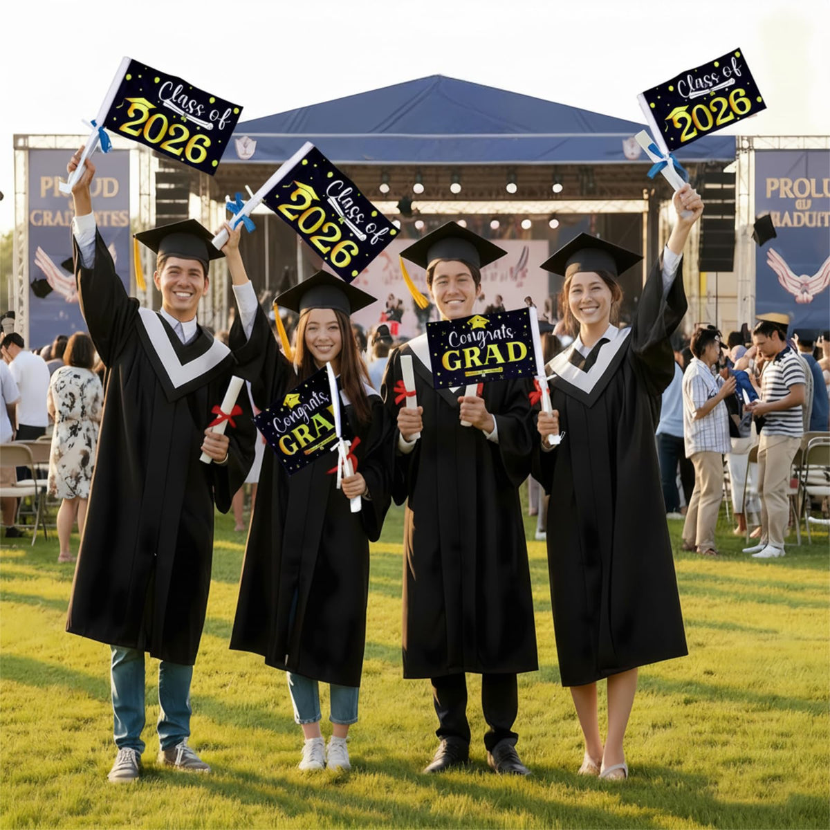 Moukeren graduation car flag for parades is weather-resistant and durable