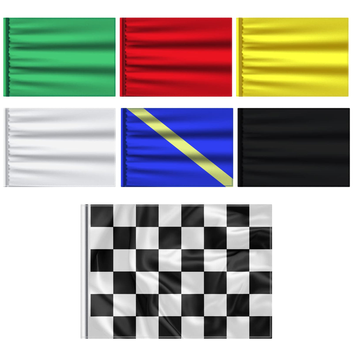 Moukeren racing flags collection – seven large flags for signaling and event decor