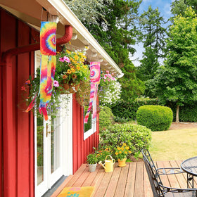 Moukeren tie-dye design adds visual energy to parties and seasonal outdoor decorations