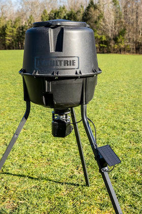 Moultrie 6V solar panel delivers long-lasting power for reliable feeding.