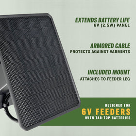 Moultrie Pro Hunter III compatible panel installed on a feeder leg.