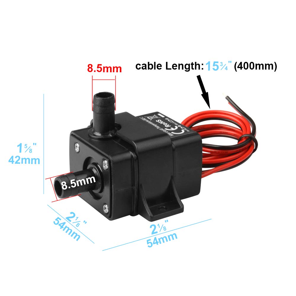 MOUNTAIN_ARK compact pump with hose connection for water features.