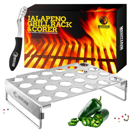 MOUNTAIN GRILLERS jalapeño popper holder 24-hole rack for even cooking on grill