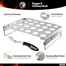 MOUNTAIN GRILLERS jalapeño popper rack on grill for stable, mess-free cooking