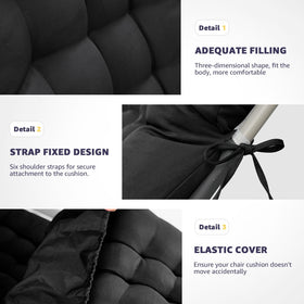 Moutosne outdoor indoor furniture cushion in black for any chair.