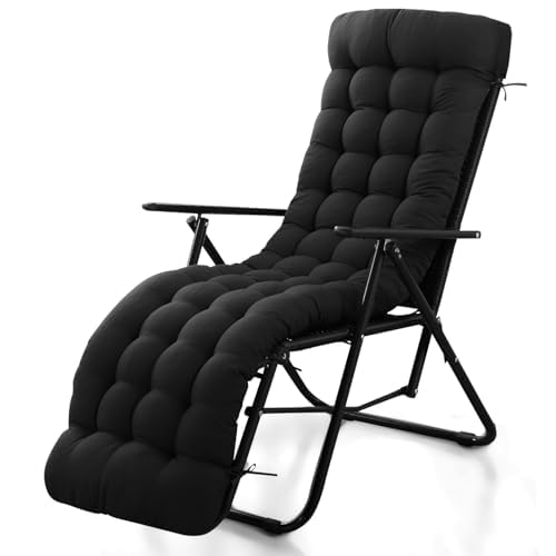 Moutosne patio lounge cushion waterproof black on an outdoor chair.