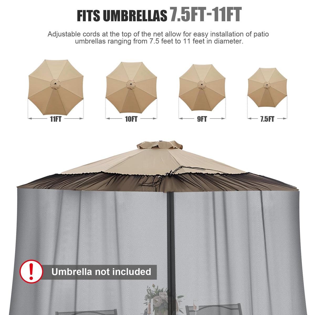 Moutosne umbrella net bottom tube with water weight anchors.