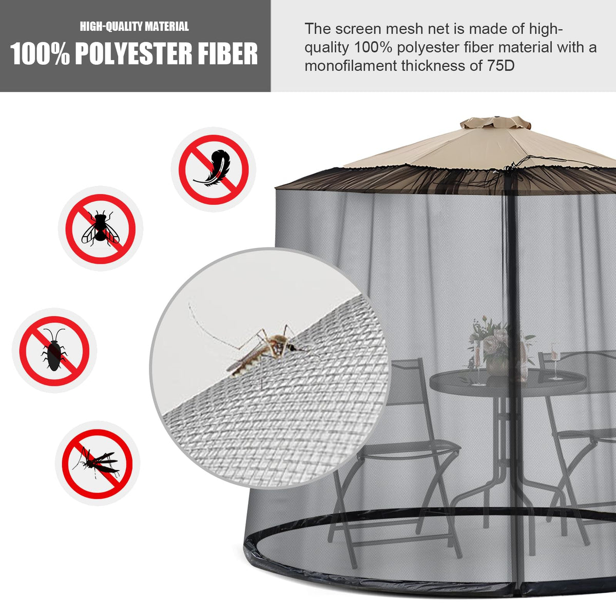 Moutosne net shields diners while enjoying the outdoors.
