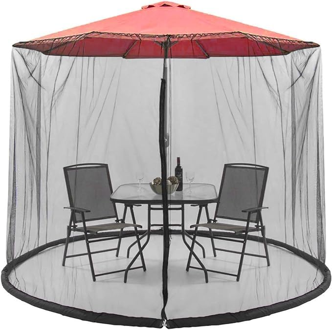 Moutosne umbrella net top view keeps sightline clear and blocks pests.