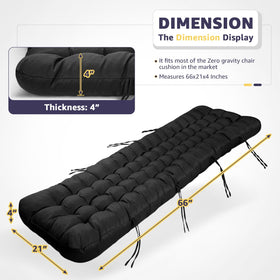 Moutosne zero-gravity cushion with ties black secure seating.