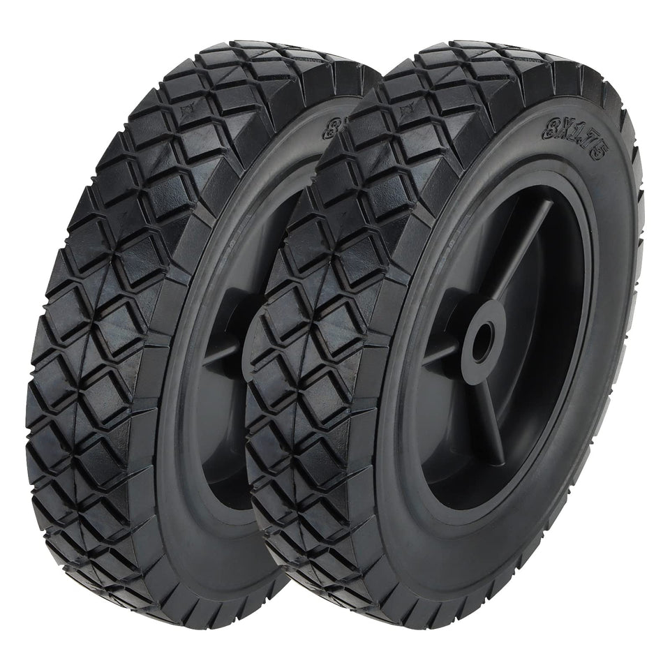MOUYAT 2-pack 8x1.75 solid wheel; durable replacement for carts and hand trucks.
